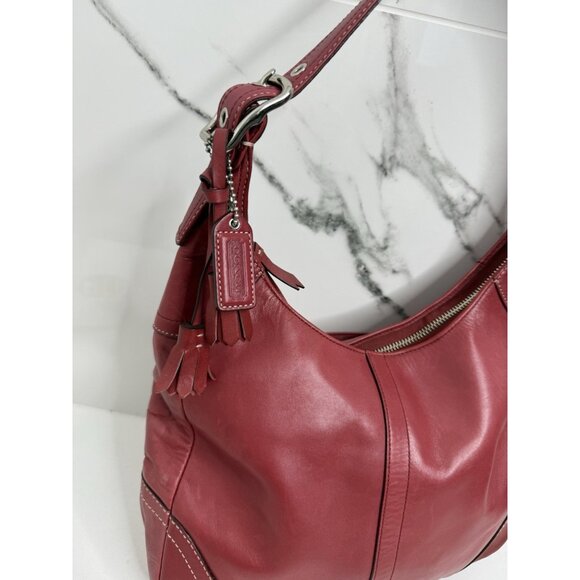 Vintage Y2K Coach F10280 Hamilton Leather Hobo Bag Red V Rare - Picture 2 of 15